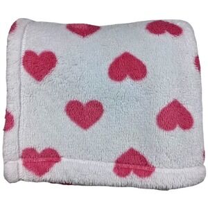Baby Gear White Pink Heart Fleece Blanket Girl 30x36 Soft Plush Security Lovey